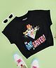 Pantaloons Junior Cotton Warner Bros Featuring Half Sleeves Powerpuff Girls Printed Crop Top - Black