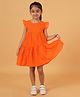 Creative Kids Frill Sleeves Abstract Printed Dress - Orange