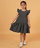Creative Kids Frill Sleeves Polka Dots Printed Dress - Black