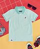 Pantaloons Junior Cotton Half Sleeves Fox Patch Detailed Abstract Printed Polo Tee - Aqua Blue