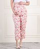 Moms Maternity Floral Printed Smocked Maternity Trouser - Pink
