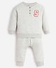 Somersault Quilted Full Sleeves S Text Embroidered Sweater & Coordinating Pant Set - Ecru Grey