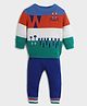 Somersault Cotton Full Sleeves Cat Designed Sweater & Pant Set - Multi Colour