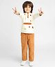 Somersault Full Sleeves Blocks Embroidered Sweatshirt With Coordinating Joggers Set - Brown