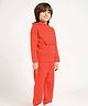 Somersault Full Sleeves Brand Name Embroidered Hooded Sweatshirt With Coordinating Joggers Set - Red