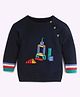 Somersault Cotton Full Sleeves Building Blocks Designed Sweater - Blue