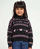 Somersault Cotton Full Sleeves High Neck Butterfly Pullover Sweater - Black