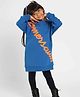 Somersault Cotton Full Sleeves Knee Length Printed Sweatshirt Dress - Blue