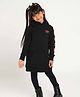 Somersault Full Sleeves Checked & Text Printed Hooded Dress - Black