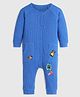 Somersault Cotton Knit Full Sleeves Animals Embroidered Sleepsuit - Blue