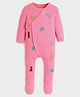 Somersault Cotton Knit Full Sleeves Building Blocks Embroidered Sleepsuit - Pink