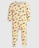 Somersault Cotton Knit Full Sleeves Building Blocks Embroidered Sleepsuit - Multi Colour