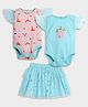 Somersault Interlock Pack Of 2 Frill Sleeves Fairy Theme Printed Onesies With Skirt Set - Blue & Pink