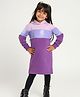Somersault Cotton Full Sleeves Sequined Hooded Sweatshirt Dress - Violet