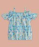 Pantaloons Junior Cotton Off Shoulder Sleeves Floral Printed Top - Blue