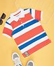 Pantaloons Junior Cotton Half Sleeves Striped Polo Tee - Coral