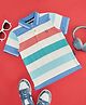 Pantaloons Junior Cotton Half Sleeves Striped Polo Tee - White & Blue
