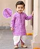 Babyhug Cotton Woven Full Sleeves Dhoti Kurta Set with Floral Print - Plum