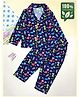 COCOON ORGANICS Organic Cotton Woven Full Sleeves Space Theme Printed Coordinating Night Suit Set - Blue