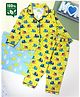 COCOON ORGANICS Organic Cotton Woven Full Sleeves Elephants Printed Coordinating Night Suit Set - Yellow