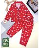 COCOON ORGANICS Organic Cotton Woven Full Sleeves Nautical Theme Printed Coordinating Night Suit Set - Red