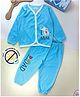 COCOON ORGANICS Organic Cotton Knit Full Sleeves Elephant & Text Printed Night Suit Set - Blue