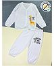 COCOON ORGANICS Organic Cotton Knit Full Sleeves Giraffe & Text Printed Night Suit Set - White
