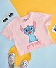 Pantaloons Junior Cotton Disney Lilo & Stitch Featuring Half Sleeves Character Printed Tee - Pink