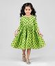 Babyhug Cotton Woven Three Fourth Sleeves Ethnic Dress With Floral Print - Light Green