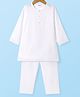 Babyhug Cotton Woven Full Sleeves Kurta & Pyjama Set With Embroidery - White