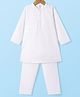 Babyhug Cotton Woven Full Sleeves Kurta & Pyjama Set With Floral Embroidery - White
