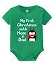 Baby Buzz Christmas Theme 100% Cotton Half Sleeve My First Christmas With Mom And Dad Printed Onesie - Green