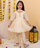 KID1 Taffeta Silk Three Fourth Sleeves Ethnic Embroidered & Lace Embellished Kurta Pant With Dupatta Set - Off White