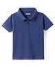 Pine Kids Cotton Knit Half Sleeves Solid Color Polo T-Shirt - Navy Blue