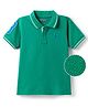 Pine Kids Cotton Knit Half Sleeves Solid & Numerical Detailing Polo T-Shirt - Teal Blue