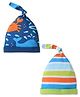 Babyhug Interlock Knit Caps With Sea Animals Print Pack of 2 - Navy Blue & Green