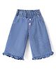 Mark & Mia Cotton Three Fourth Washed Capri Pants with Frill Detailing- Light Blue