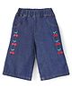 Mark & Mia Cotton Three Fourth Washed Capri Pants with Cherry Embroidery - Navy Blue