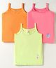 Zero Sinker Knit Singlet Sleeves Slips With Ice Cream & Unicorn Print Pack of 3 - Orange Coral & Lime Green