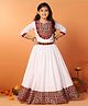 Fashion Dream Three Fourth Sleeves Floral Printed & Mirror Work Detailed Lehenga Choli Set - White