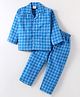 Rikidoos Cotton Woven Full Sleeves Checked Coordinating Night Suit Set - Blue