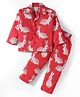 Rikidoos Cotton Woven Full Sleeves Rabbit Printed Coordinating Night Suit Set - Red