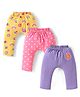 Babyhug Cotton Interlock Knit Full Length Diaper Leggings with Floral Print Pack of 3 - Yellow Pink & Purple
