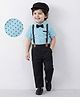 Mark & Mia Half Sleeves Solid Colour Party Shirt & Shorts With Bow Applique - Light Blue & Black
