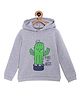 The Mom Store Cotton Full Sleeves Free Pricks & Hugs Text Printed Hooded Sweatshirt - Grey