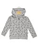 The Mom Store Cotton Full Sleeves Dinosaur Printed Hooded Jacket - Grey