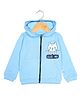 The Mom Store Cotton Full Sleeves Hug Me Text Printed Hooded Jacket - Light & Sky Blue