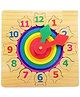 Azhari Wooden Number and Time Learning Clock with Jigsaw Puzzle Educational Toy for kids Color May Vary