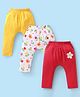Babyhug Cotton Knit Full Length Diaper Leggings With Floral & Polka Dot Print Pack of 3 - White Red & Yellow