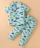 Smarty Boys Sinker Knit Half Sleeves Night Suit with Racing Theme Print - Aqua Blue